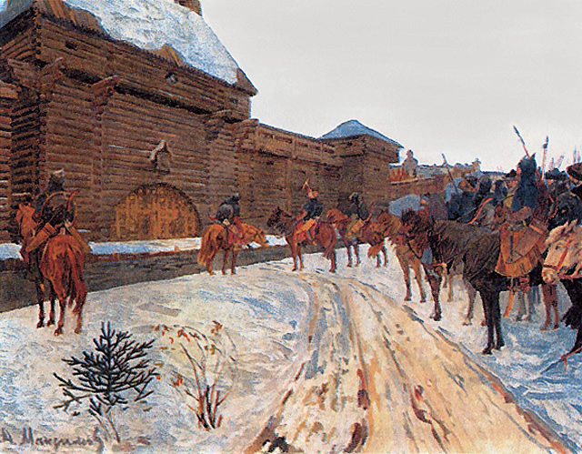 Mongol Cavalry Outside Vladimir (in modern Russia) Before Sacking It.