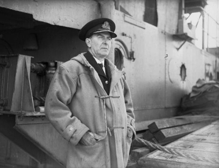 Captain John Hutchings, who developed the PLUTO concept. Photographed on board the cable laying ship HMS SANCROFT