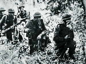 Polish infantry moving towards cover on Hill 262, 20 August 1944.