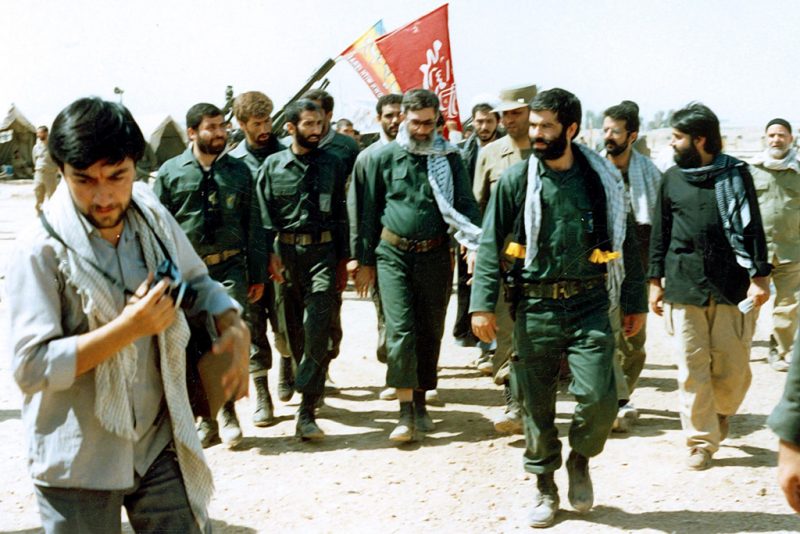 President Ali Khamenei visits an Iran-Iraq war battlefield, August 1988.. By Khamenei.ir - CC BY 4.0