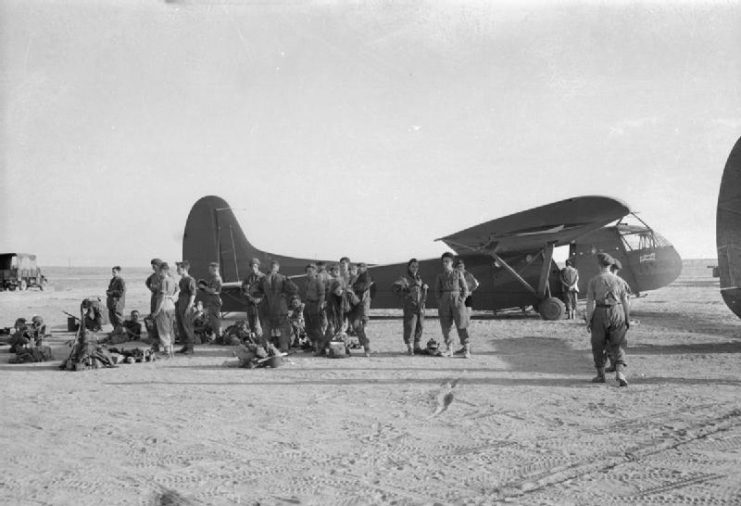 British airborne troops wait to board.