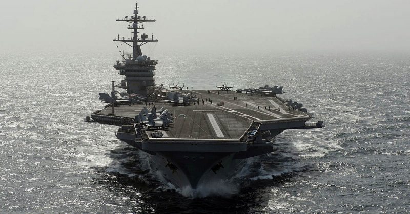 The carrier Carl Vinson transits the Pacific Ocean. 