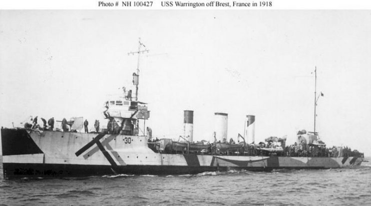 USS Warrington (DD-30) off Brest, France in 1918