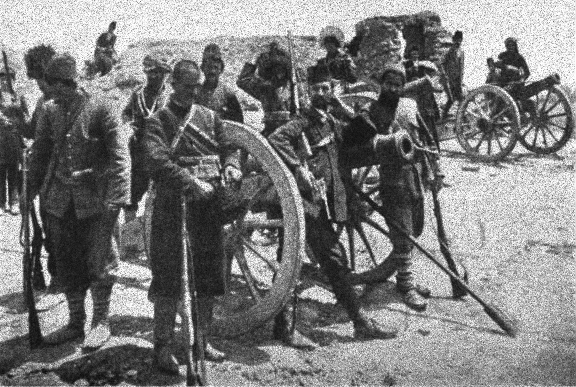 Turkish cannons captured by Armenians, April 1915