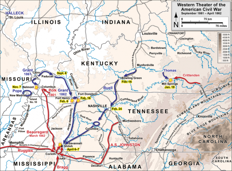 Western Theater of US Civil – Map by Hal Jespersen CC BY 3.0