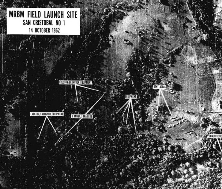 One of the first images of missile bases under construction shown to President Kennedy on the morning of October 16, 1962