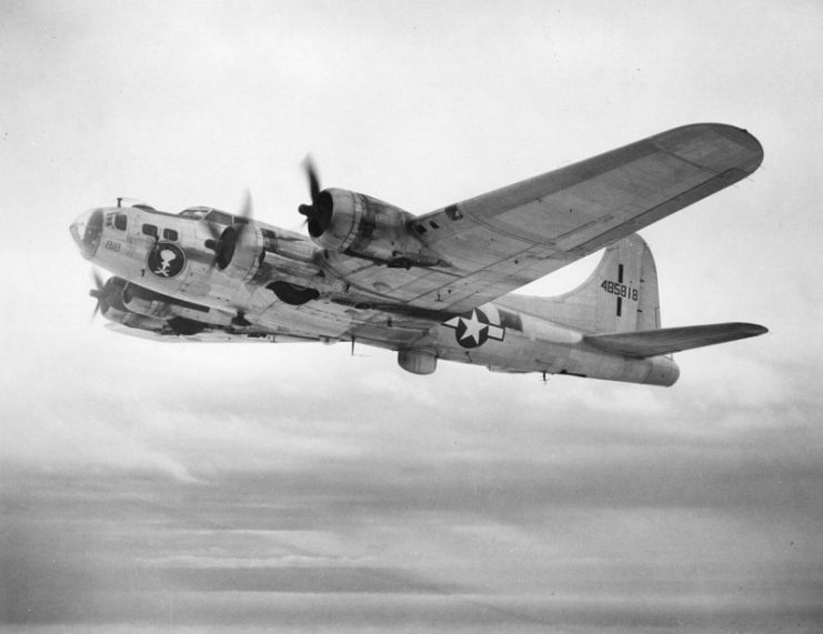 Boeing B-17 Flying Fortress in flight during the WWII