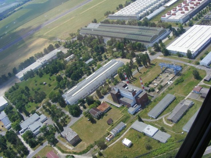 Aero Vodochody factory with airport from the air. Photo: DeeMusil – CC BY-SA 3.0