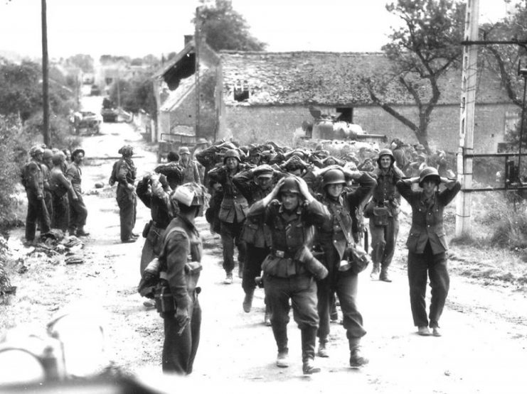 German forces surrendering in Saint-Lambert-sur-Dive.