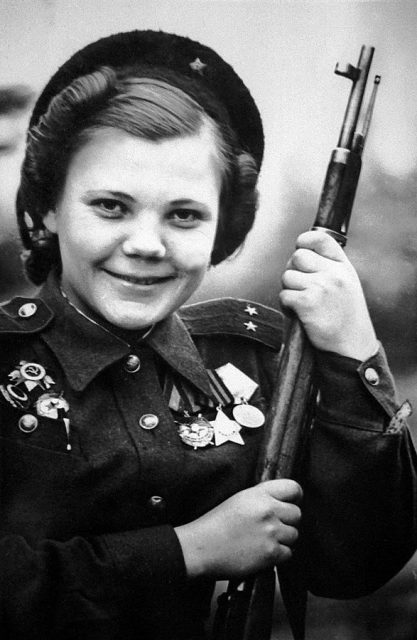 Nina Lobkovskaya, decorated World War II veteran, in 1944.