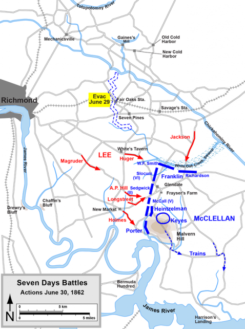 Seven Days Battles, June 30, 1862. Map by Hal Jespersen / CC-BY-SA 3.0