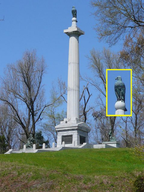 Old Abe on the Wisconsin Memorial, Vicksburg National Military Park.