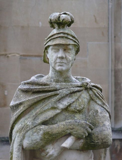 Statue of Gaius Suetonius Paulinus on the terrace of the Roman Baths (Bath). Photo: Ad Meskens / CC BY SA 3.0