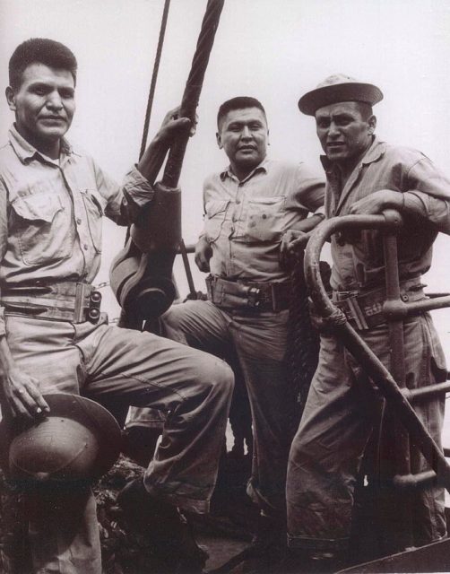 Code talkers en route to Okinawa, 1945