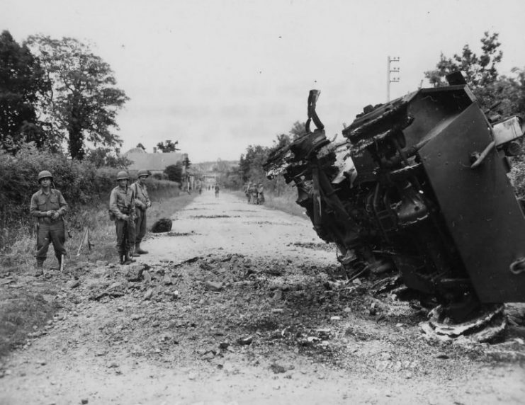 79th Infantry Division M8 Greyhound Destroyed By Mine La Haye Du Puits France.