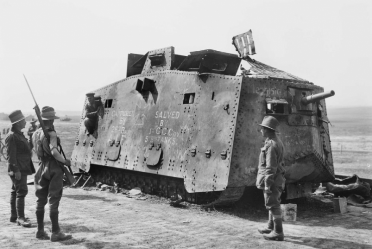A7V tank (Mephisto) after recovery from the battlefield.1918