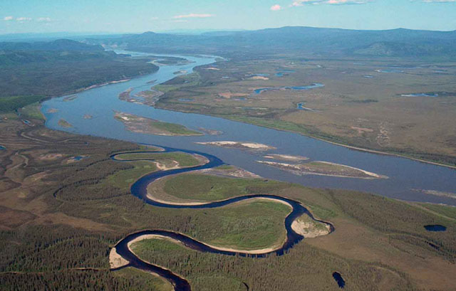 Aerial view of the Charley River at Yukon