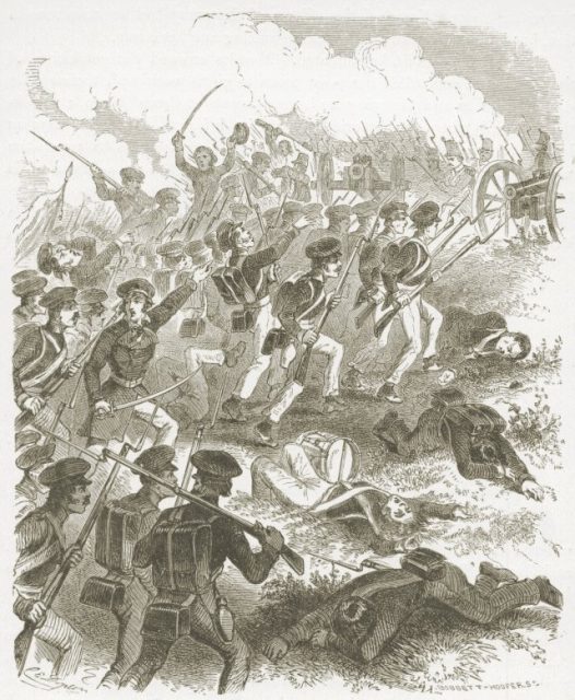 An American ambush was discovered at the start of the battle. However, Mexican lines soon collapsed.