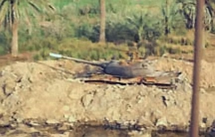 Destroyed Iraqi Type 69 tank in the desert