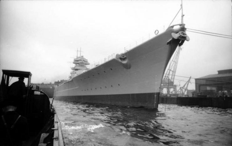 Bismarck in port in Hamburg Photo by Bundesarchiv, Bild 101II-MN-1361-16A Winkelmann CC-BY-SA 3.0