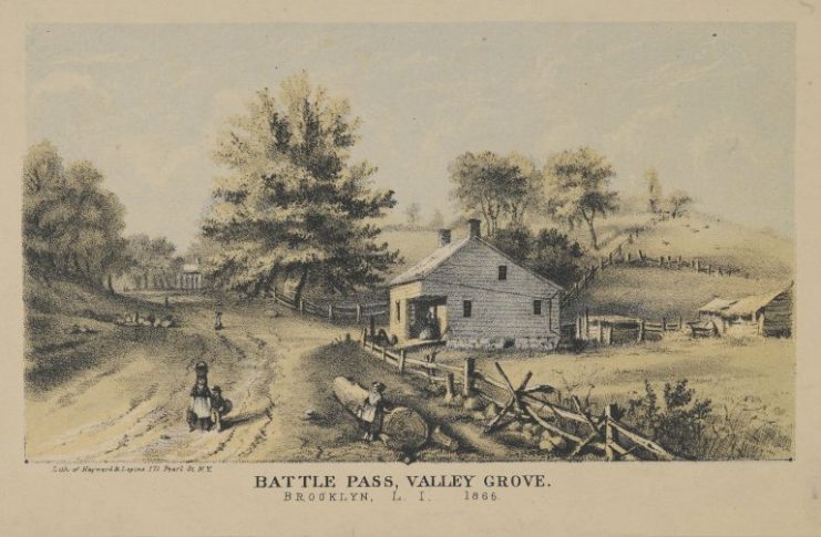 Battle Pass – also known as “Flatbush Pass” – is located in modern-day Prospect Park. Here General Sullivan and his troops were outflanked by the British who attacked from the rear while the Hessians attacked up Battle Pass.