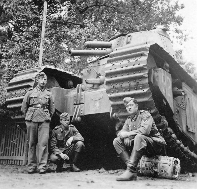 Super heavy-tank Char 2C, no. 92 “Picardie” and Wehrmacht soldiers