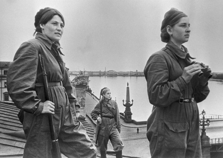 Soviet Soldiers on watch during the Siege of Leningrad.