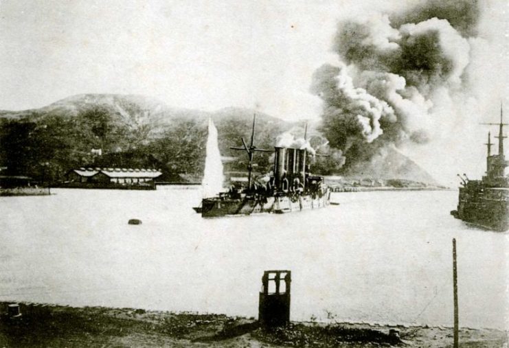 Bombardment during the Siege of Port Arthur.