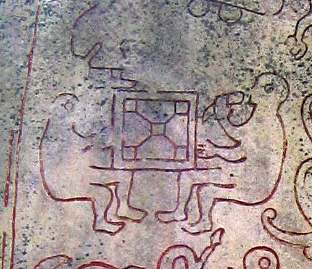 An illustration of people playing a Tafl game, from the Ockelbo Runestone, Sweden.Photo: Berig CC BY 2.5