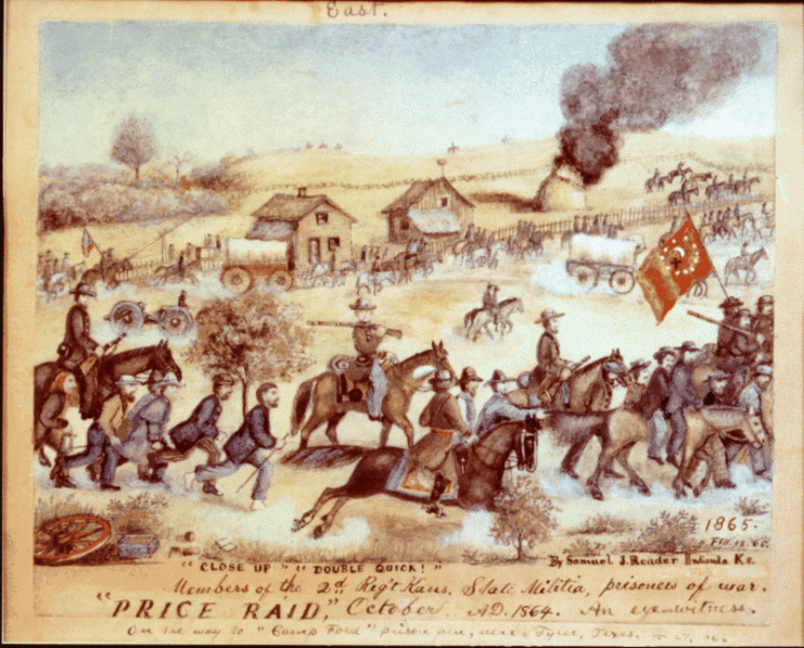 Image of the Battle of Mine Creek by Samuel J. Reader.