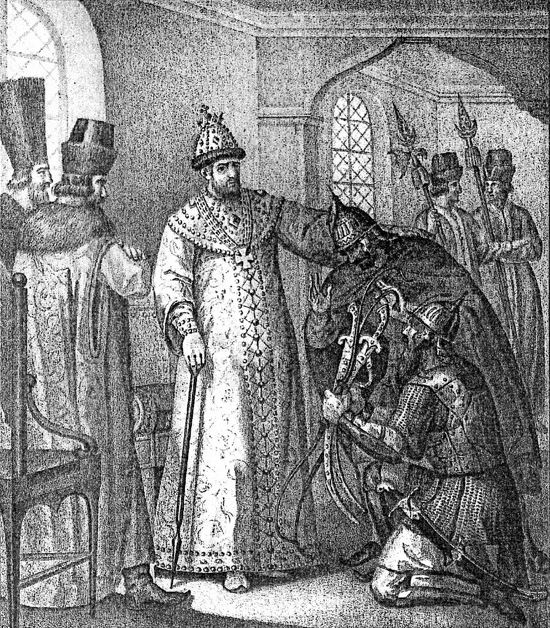 Tsar Ivan IV was given trophies taken from Devlet-Giray by Prince Vorotynsky after the Battle of Molody.