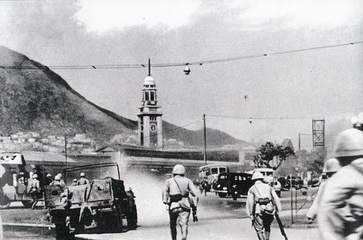 Japanese Troops during the Battle of Hong Kong.