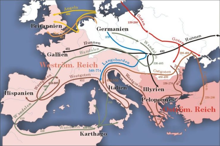 2nd century to 5th century simplified migrations. Map: Sansculotte / CC-BY-SA 3.0