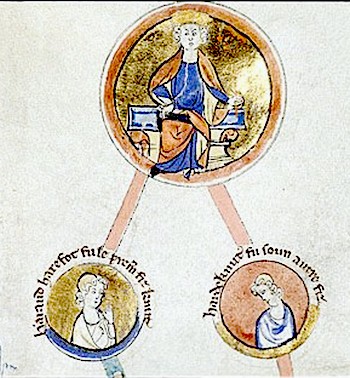 Cnut, king of England, Denmark, and Norway, and his sons Harald Harefoot and Harthacnut