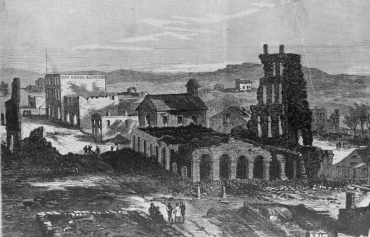 The destruction of the city of Lawrence, Kansas, and the massacre of its inhabitants by the Rebel guerrillas, August 21, 1863