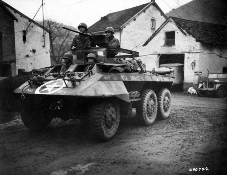 “Rusty” Armored Car of the 6th Cavalry Group With Modified .50 Cal Ring Mount 3rd Army February 17 1945.