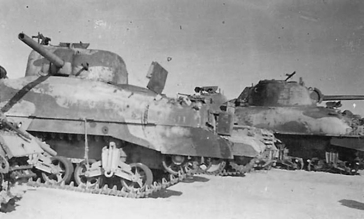M4 Sherman Tanks in North African Desert.
