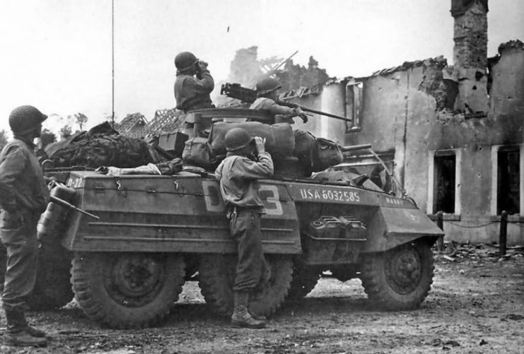 M8 Greyhound Armored Car in Action.