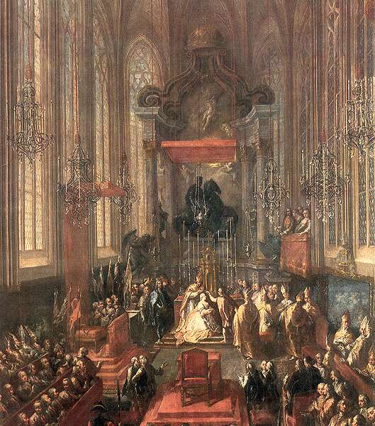 Maria Theresa being crowned Queen of Hungary, St. Martin’s Cathedral, Pressburg.