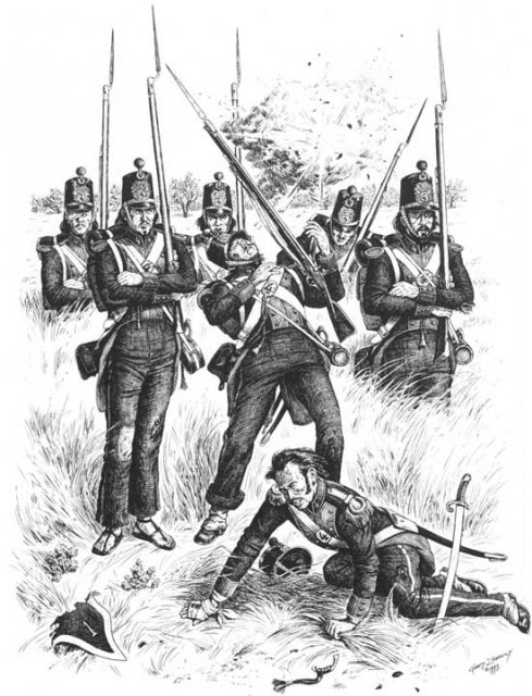 Mexican Fourth line regiment, under artillery attack