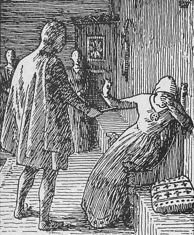 Olaf offers Queen Tyra a stalk of angelica. She weeps and scolds him for not daring to face up to Svein Forkbeard and retrieve her dowry.