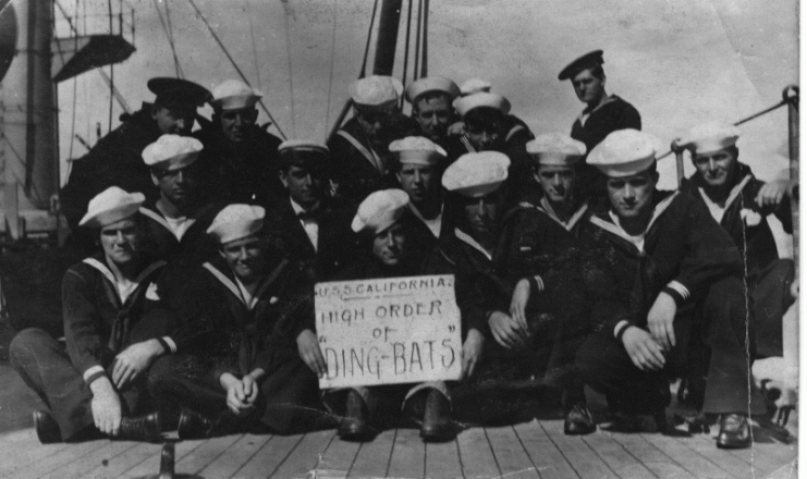 On deck of USS California (Later renamed USS San Diego) around 1910