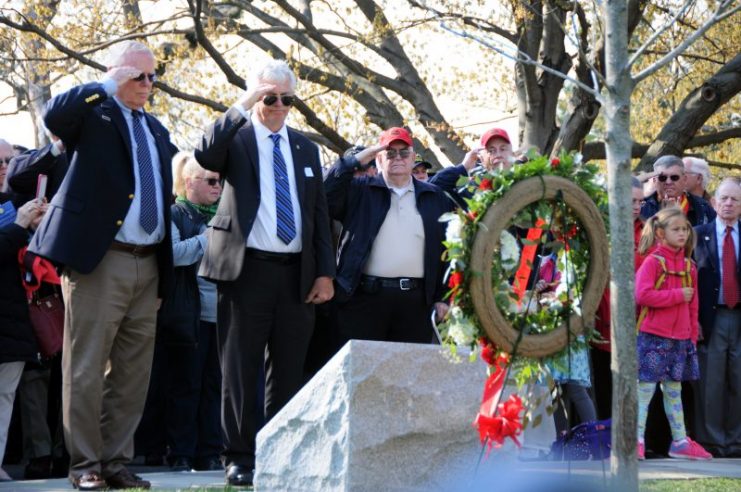 The Vietnam Helicopter Pilot and Crewmember Monument is dedicated April 18, 2018, in Arlington National Cemetery. (Photo Credit: U.S. Army photo by C. Todd Lopez)