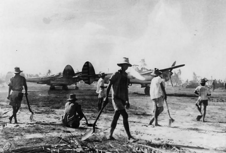 P-38 on Captured Airfield on Luzon – 1945.