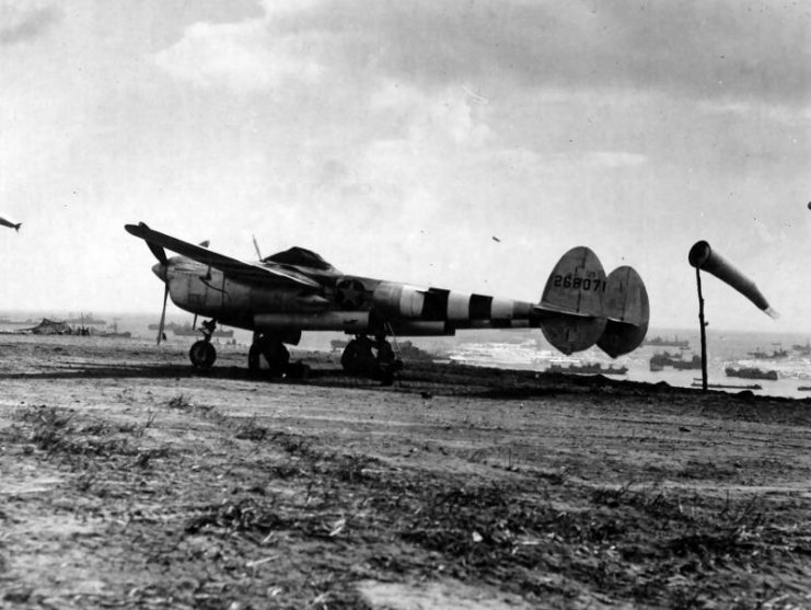 P-38J Lightning with D-Day Stripes – 392nd FS Normandy.