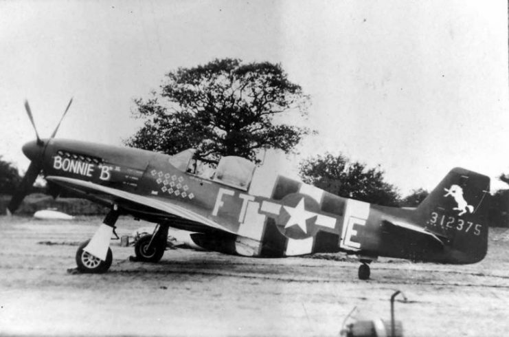 P-51B “Bonnie B II” with D-Day stripes, pilot Capt Don Beerbower 353rd Fighter Squadron France 1944