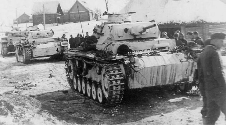 Panzer IIIs with Winter Whitewash – Eastern Front.