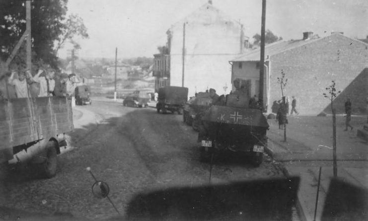 German Column with SdKfz 251.