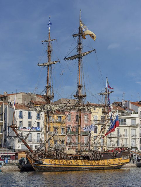 Shtandart (ship, 1999). During the event “Escale à Sète 2016”. Sète, Hérault, France.Photo Christian Ferrer CC BY-SA 4.0