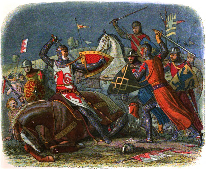 Simon de Montfort in the Battle of Evesham where he was defeated.